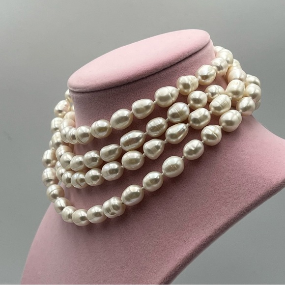 Freshwater handknotted threaded long strand Pearl necklace - Picture 2 of 7